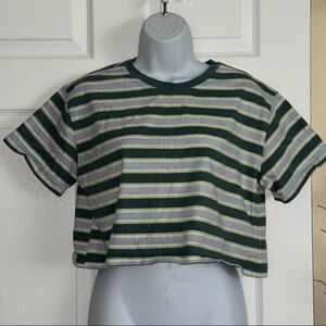 Forever 21 Green and White Striped Top